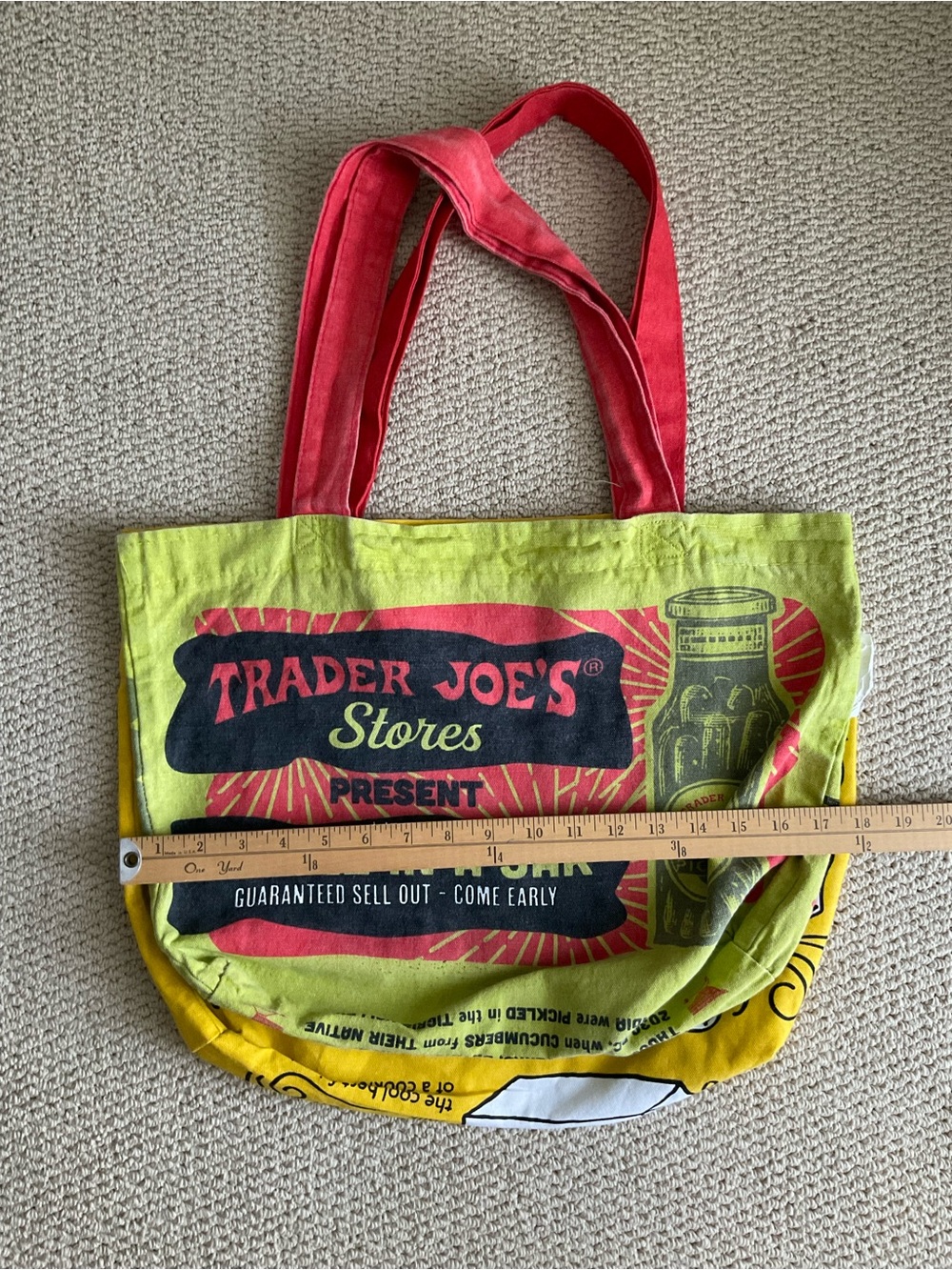 2 Trader Joe Reusable Canvas Bags Breakfast Waffle Toast Milk & Pickle Jar READ - Picture 5 of 8